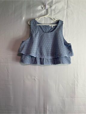 Girls Light Blue Polka Dot Ruffle Crop Top